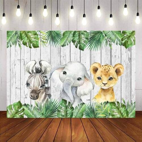 Safari jungle animals backdrop rainforest birthday party decoration happy birthday safari party background tiger elephant zebra