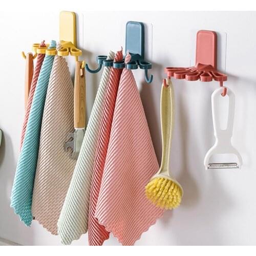 Self-adhesive Wall Mounted Dish Storage Rack Washing Cloth Clip Towel Holder Wall Shelf for Kitchen Bathroom Organizer