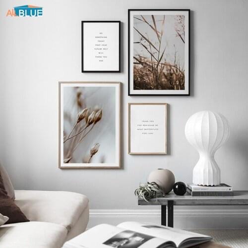 Nordic Poster Plant Flower Leaves Wall Art Canvas Printings Quotes Wall Pictures For Living Room Minimalist Scandinavian Decor