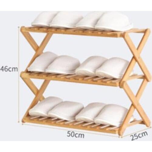50*46*25cm Bamboo Folding Shoe shelf Three-Layer Shoe rack Shoes storage rack