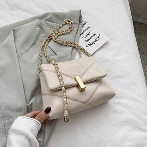 Retro Pure color chain small PU leather women shoulder messenger bag Women 2020 new bags women fashion handbags and wallets