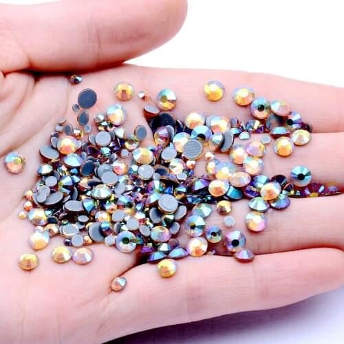 Light Topaz AB Color Hotfix Strass Rhinestones With Glue Backing Iron On Flatback Round Glass Crystals And Stones DIY