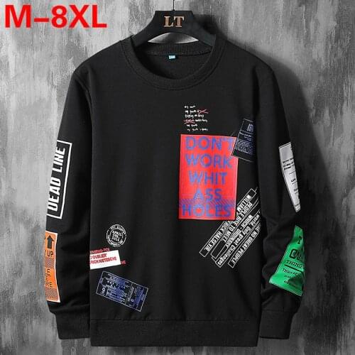 Pullovers Men Large Size 5XL 6XL 7XL 8XL Patchwork Mens Sweatshirts Fashion Trend Pullover Sweatshirt Hip Hop Male Streetwear