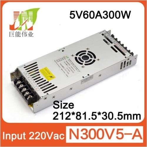 5V60A300W Ultra-thin LED display power supply, Size:212x83x30, Indoor and outdoor full-color P10 P16 LED display power supply