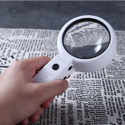 Handheld/Stand Magnifying Glass With 8 LED Lights Magnifier Portable Foldable Stand Table Magnifier 5/11X For Reading Repair
