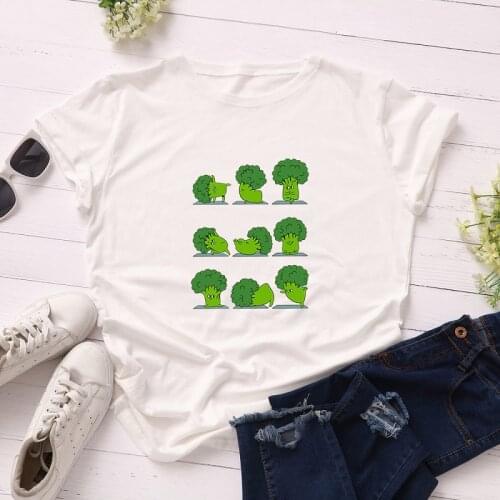 Funny Broccoli women t shirt Summer Vegetables Plus Size cartoon tshirt Multicolor Harajuku Vegan Print t-shirt female clothes
