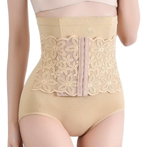 Women Sexy Control Panties Lace Waist Trainer High Waist Sheaths Black Tummy Shapers Straps and Binder Reducing Belt Shapewear