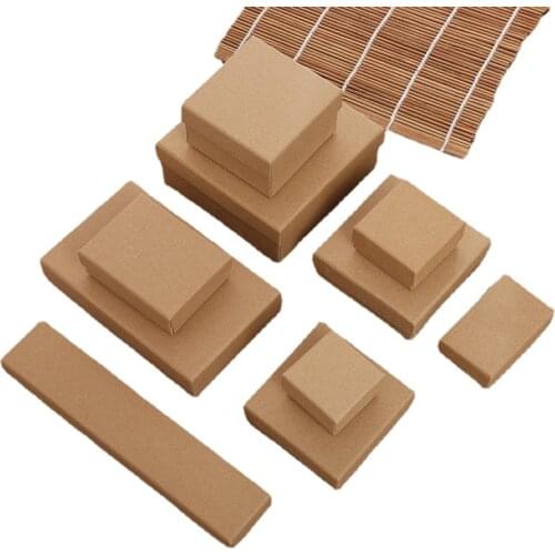 1pc (12 Size) Jewelry Gift Box khaki Packaging for Bracelet Necklace Ring Earring Wedding Bride Present Jewelry Storage Boxes
