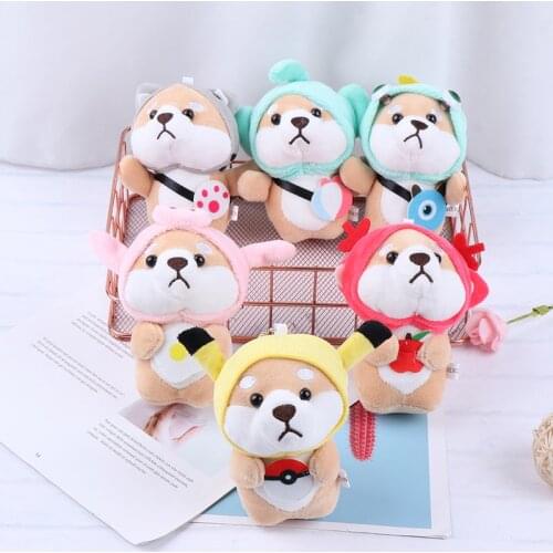 1Pc 12cm Stuffed Soft Animal Corgi Chai Keychain Toy 6 Styles Color Random Shiba Inu Dog Plush Toy Key Chain