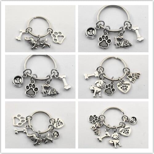 1pc Dog Bone Dog Paw Alloy Key Chain For Women Girl Bag Keychain Charm Pendant Jewelry Aceessories Gift For Dog Lover