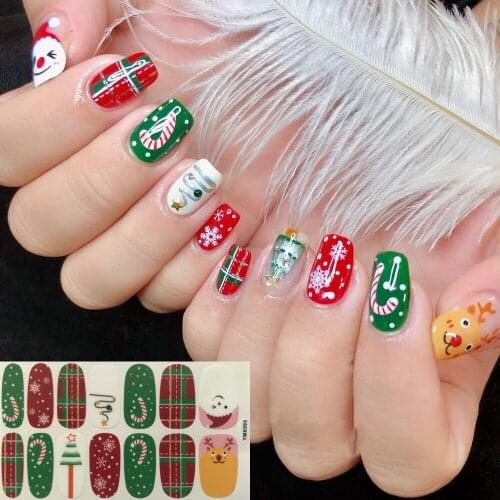 1PC Nail Art Strips Full-Cover Sticker Sheet 14tips Sticker Polish Sticker Christmas Series Xmas ymx591-602