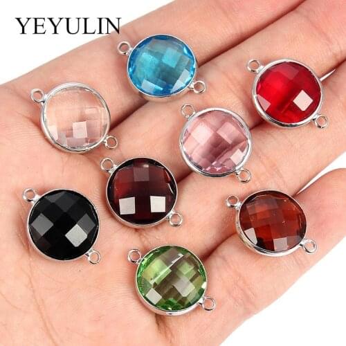 10pcs14mm Brown Black Multicolor Round Alloy Crystal Jewelry Connector Bracelet Pendant DIY Jewelry Making Necklace