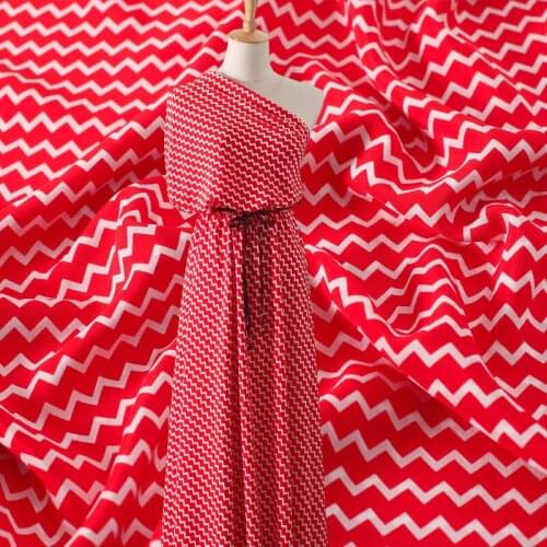 140cm * 100cm Thickness 14 M/M Crepe-De-Chine Print Fabric 100% Silk Shirt Dress Silk Fabric