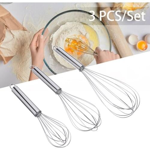 3pcs 20/22/25cm Drink Whisk Mixer Egg Beater Steel Kitchen Egg Beaters Hand Mixer Cooking Foamer Wisk Cook Blender