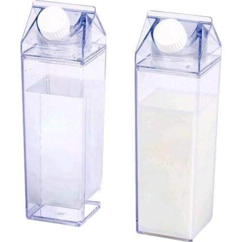 500ML Creative Plastic Clear Milk Carton Water Bottle Fashion Strawberry Transparent Milk Box Juice Water Cup Gift For Girls