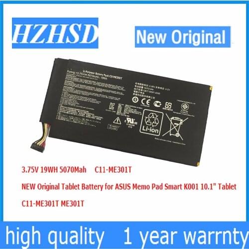 3.75V 19WH 5070Mah NEW Original C11-ME301T Tablet Battery for ASUS Memo Pad Smart K001 10.1" Tablet ME301T