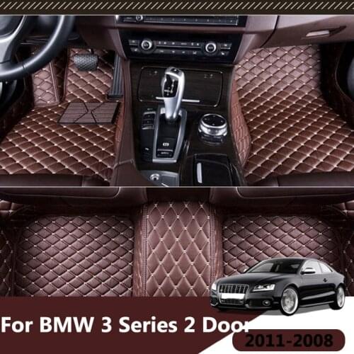 Custom Car Floor Mats For BMW 3 Series 2 Door 2011 2010 2009 2008 Car Interior Accessories Leather Carpet Car Styling Rug Cover