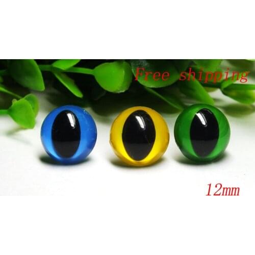 Free ship!!!12mm bule-yellow-green colors Animal Eyes Safety Eyes CAT Eyes for Amigurumi-60pcs