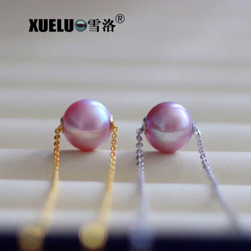 925 Sterling Chain Natural Purple Cultured Freshwater Perfect Round High Quality Pearl Necklace
