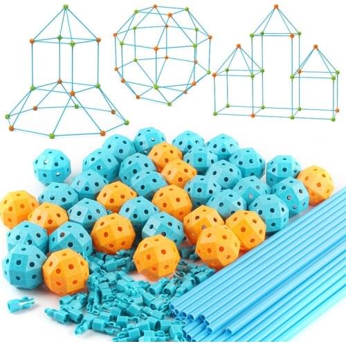 DIY Tents Kid Play Fort Building Kit Construction Set Castles Tunnels 3D Play House Building Toys for Boys Girls Birthday Gift