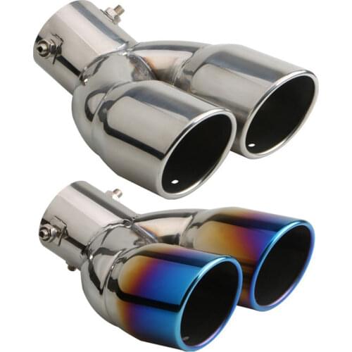 Dual Pipe Trim Car Rear Tail Throat Liner Stainless Steel Car Bent Exhaust Tip 3 inch ID Inlet Rolled Edge Slant Cut