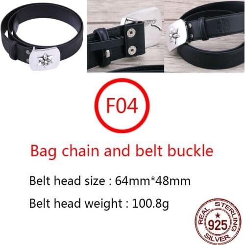 F04 925 sterling silver belt six-pointed star belt buckle male personality trendy male belt buckle retro trendy brand punk style