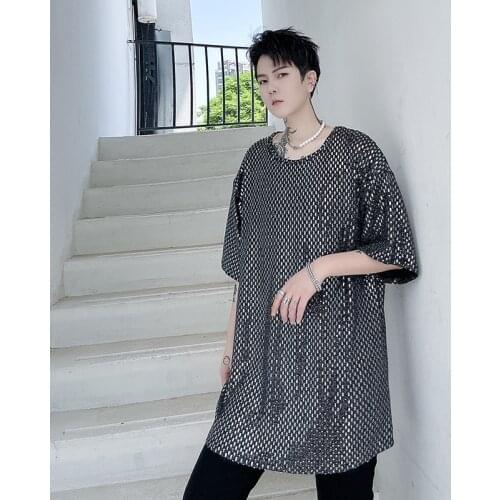 2021 Summer Sequin Oversized T Shirt Mens Harajuku Hip Hop Punk T-shirt Short Sleeve Tees Tops Fashion Streetwear