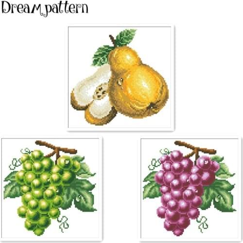 Pear grape fruit kiss cross stitch package 18ct 14ct 11ct cloth cotton thread embroidery DIY handmade needlework