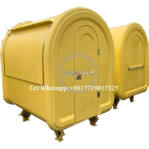Goose yellow color street food van hand push food truck with big selling window mobile food trailer