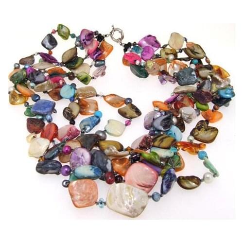 Amazing Pearl Jewellery,60cm 5rows 18x20mm Shell 100% Real Natural Freshwater Pearl Crystal Necklace,Fashion Women Birthday Gift