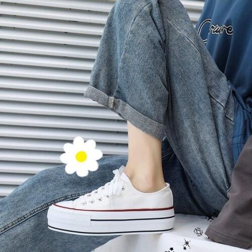 Canvas Ladies Shoes High Platform Sneaker Woman Casual Sneakers Ladies Trainers Fashion Chunky Sneakers Woman Walking Shoes