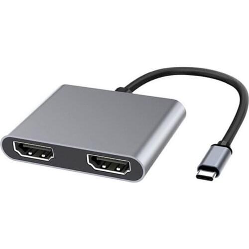 2 in 1 Type-C to Dual HDMI-compatible Converter USB3.1 HD 4K Dual Port Simultaneous Display Plug and Play
