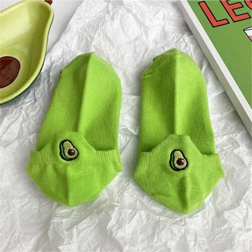 Girls Short Socks With Inscriptions Cute Avocado Funny Socks With Print Cotton Womens Socks Skarpety Damskie Chaussette Femme