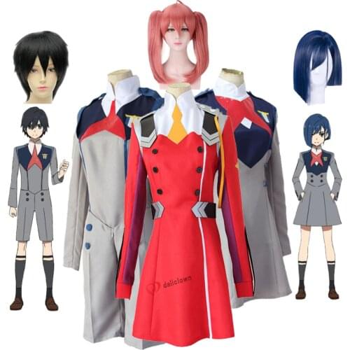DARLING in the FRANXX Cosplay HIRO ICHIGO MIKU KOKORO Zero Two Cosplay School Uniform Costume Wig Anime Halloween Outfit Suit