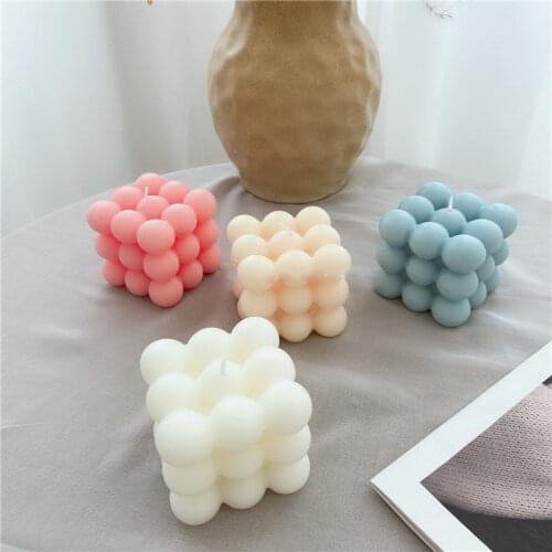 Cube Candle Small Bubble Soy Wax Aromatherapy Scented Candles Relaxing Birthday Gift Photo Props Decoration Candles Scented Ins