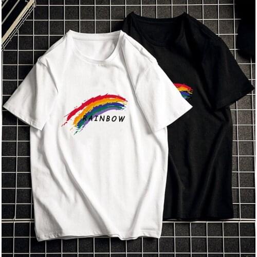 Summer Rainbow T-shirts Unisex 3D Printed Casual Tees Cotton Short Sleeve for Women Men Solid Harajuku Tops Streetwear Plus Size