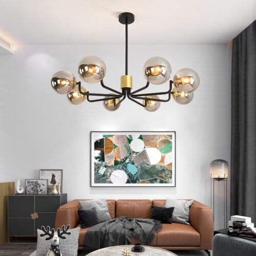 Glass Ball Bubbles Chandelier for Living room Bedroom Diningroom Kitchen Black Chandelier indoor home lustre suspended luminaire