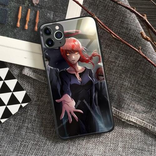 Makima Chainsaw Man Anime Soft Silicone Glass Phone Case for IPhone SE 6s 7 8 Plus X Xr Xs 11 12 Mini Pro Max Samsung Redmi