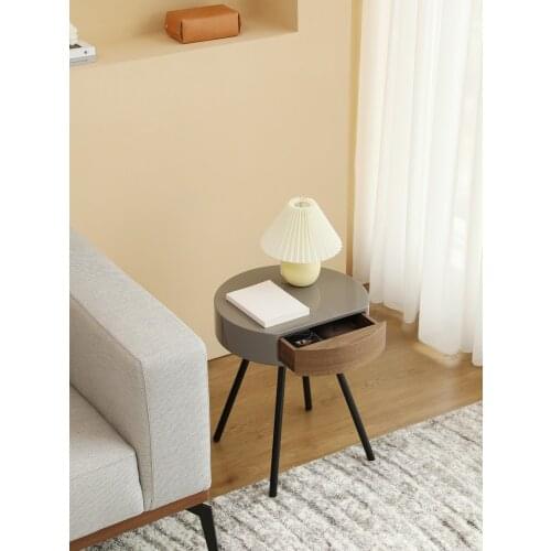 Small Round Table Sofa Side Cabinet Storage Mini Small Coffee Table Bedside Small Round Table