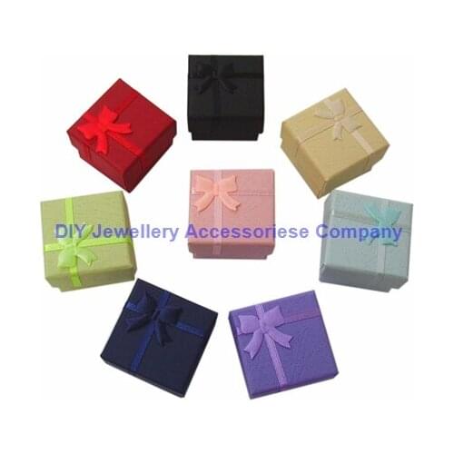 48PCS Fashion Ribbon Jewelry Box Multi colors Ring Boxes Earrings Pendant Box 4*4*3 Display Packaging Gift Box