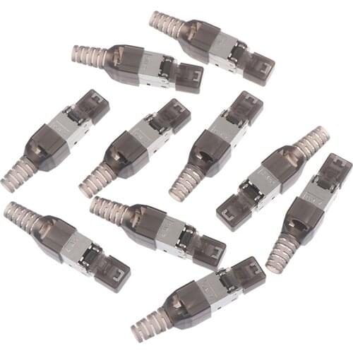 1Pc Tool-Free Shielded RJ45 Cat 7 Termination Plug Connector Modular 22-26AWG