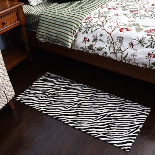 Soft Faux Fur Rug Rectangular Zebra Pattern Floor Mat Foot Pad Chair Cover Furry Fluffy Bedroom Living Home Room Carpet