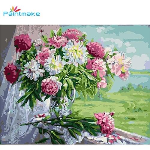 Paintmake Flowers Frameless Painting By Numbers DIY Digital Canvas Oil Hand Painted Art Picture Gift For Home Decoration 40*50cm