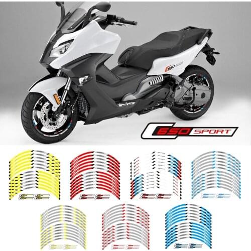 Motorcycle front and rear wheels Edge Outer Rim Sticker Reflective Stripe Wheel Decals For BMW C650 sport