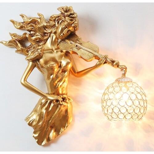 Violin Girl Wall Lamps Nordic Creative Wall Sconces Lighting Fixtures for Living Room Bedroom Bar Wall Mirror Light Home Decor