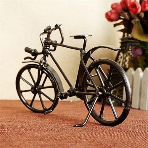 Nostalgic Antique Bike Figurine Metal Craft Home Decoration Accessories Bicycle Ornament Miniature Model Children Birthday Gifts