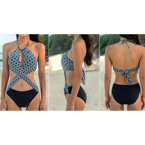 New womens swimsuit sexy cross bandage one piece triangle Tie Bikini Beach Resort swimsuit