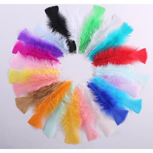 Wholesale 100pcs Flat fluffy Turkey/Chicken feather 10-18cm Diy Feathers for needlework decor plume jewelry making accessories