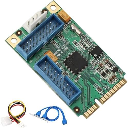 PCI-E To USB3.0 Expansion Card 2 USB 3.0 Ports with Internal 19-Pin Connector Power for Desktop PC