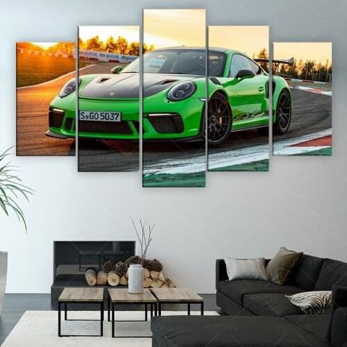 Porsche Racing Sports Car 5 Piece Canvas Wall Art Print HD Home Decor Pictures 5 panel poster no Framed Paintings Living Room
